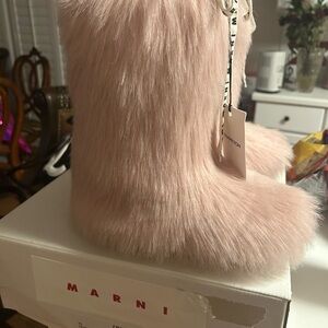Marni Blush Faux Fur Boots